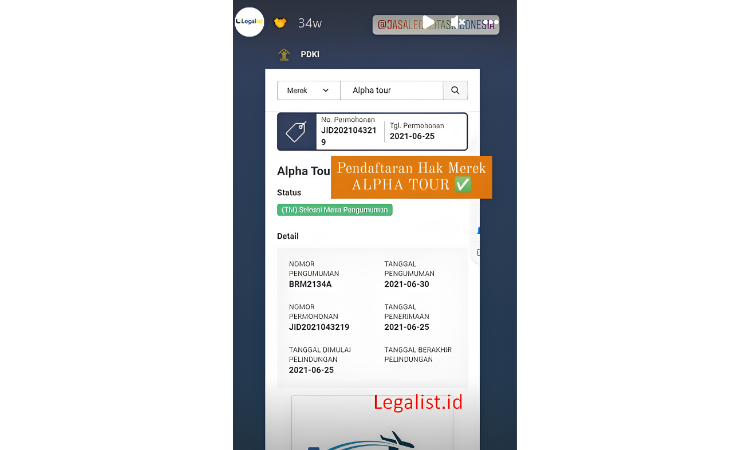 Testimoni Jasa Pendaftaran Merek Bekasi Legalist Indonesia